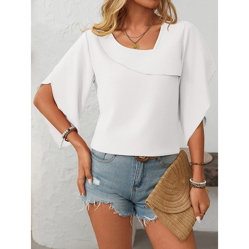 Elayne Asymmetrical V-Neck Blouse