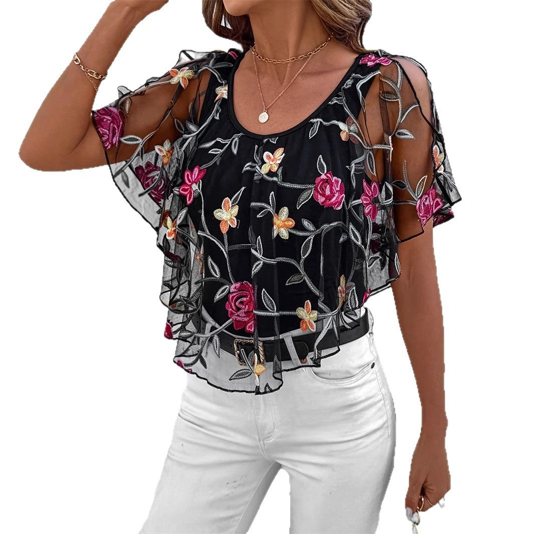 Lyra Mesh Floral Patchwork Top