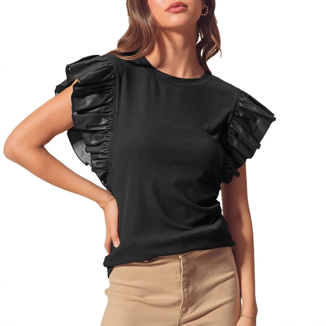 Marise Mesh Ruffle Sleeve Top