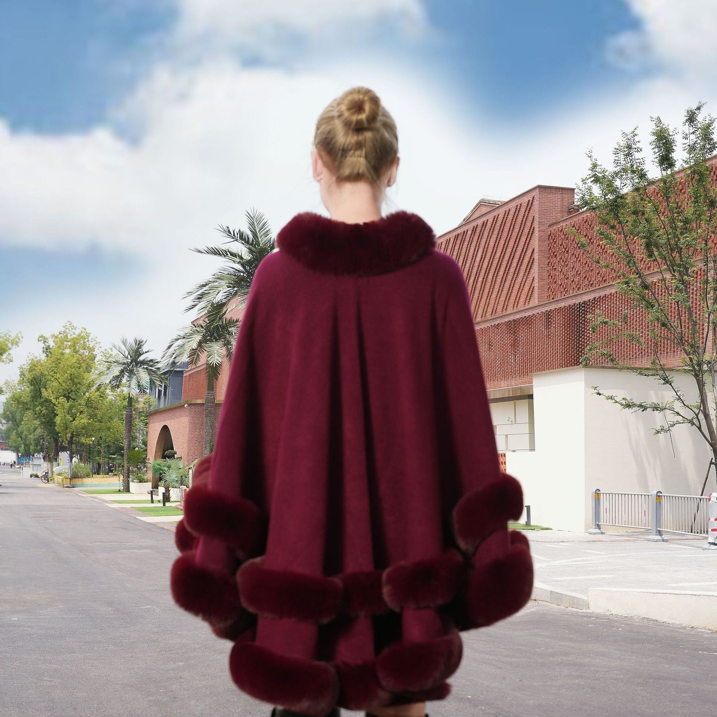 Aurelia Fur Collar Knit Shawl