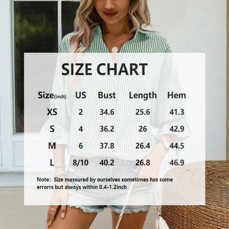 Aurelia Striped Ruffle Cuff Blouse