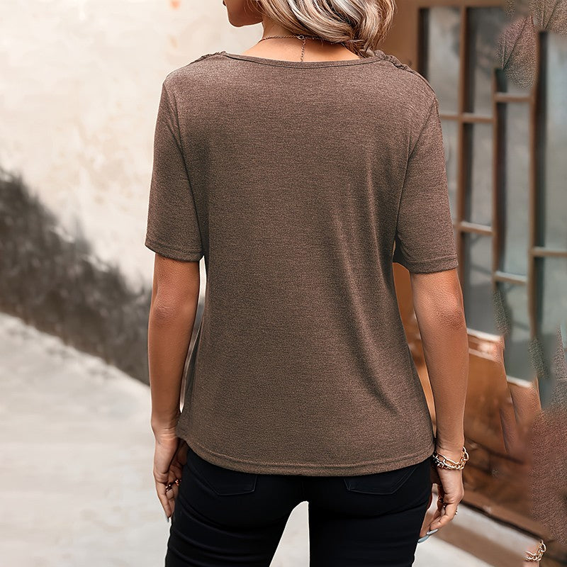 Camille Cowl Neck Short Sleeve Top