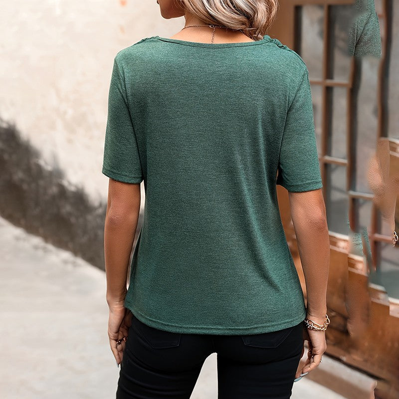 Camille Cowl Neck Short Sleeve Top