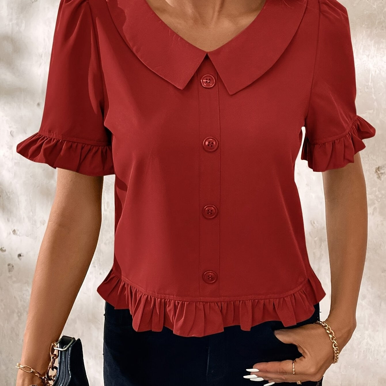 Clara Ruffle Round-Neck Blouse