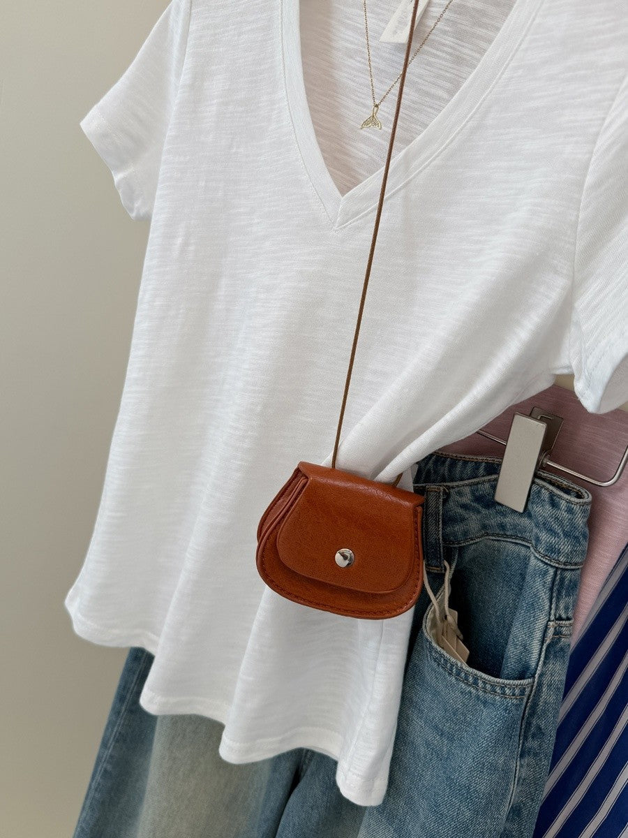 Elara Slim V-Neck Cotton Tee