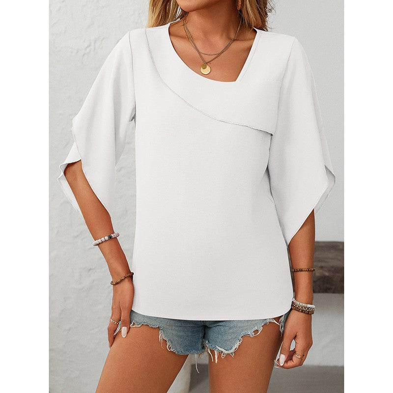 Elayne Asymmetrical V-Neck Blouse
