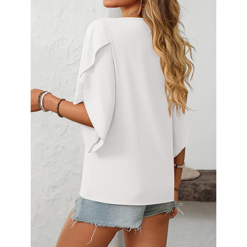Elayne Asymmetrical V-Neck Blouse
