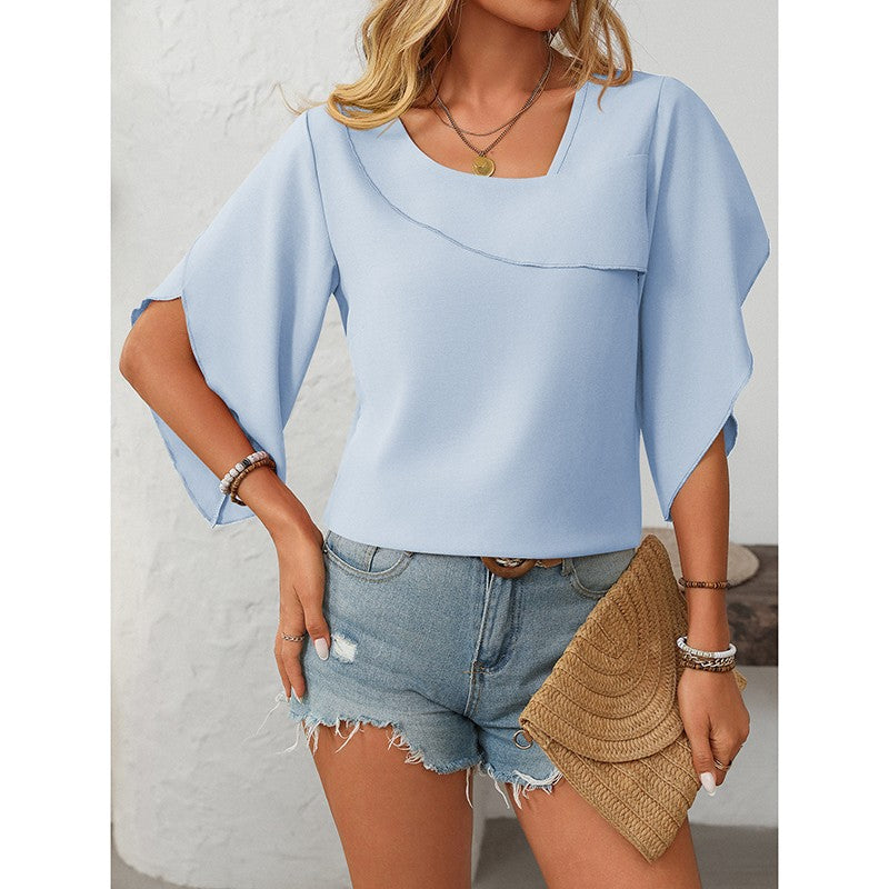 Elayne Asymmetrical V-Neck Blouse