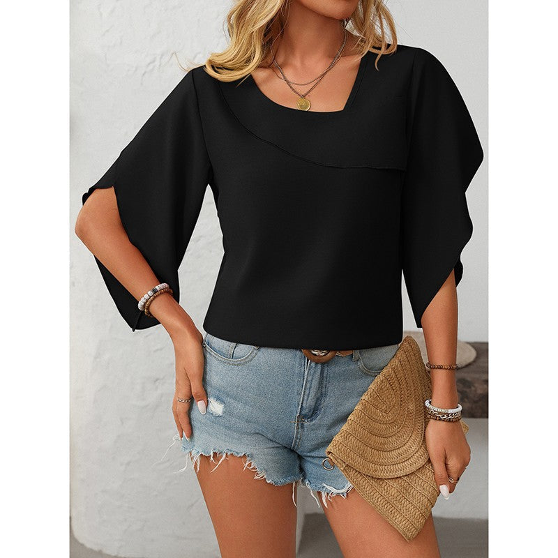 Elayne Asymmetrical V-Neck Blouse