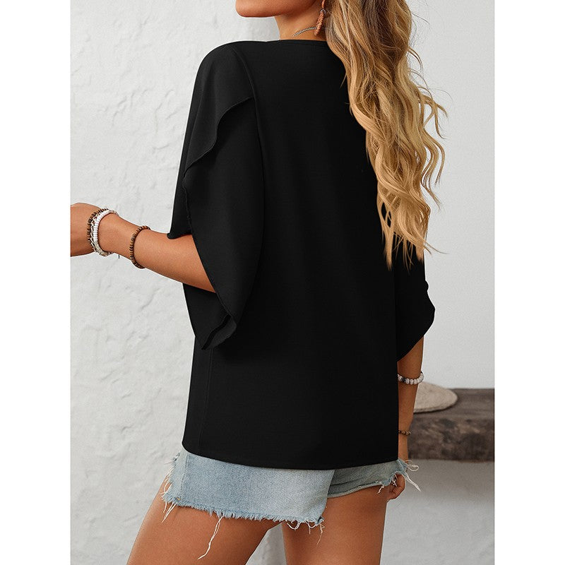 Elayne Asymmetrical V-Neck Blouse
