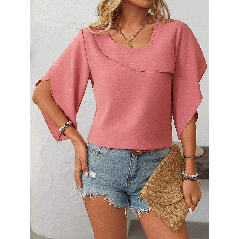 Elayne Asymmetrical V-Neck Blouse