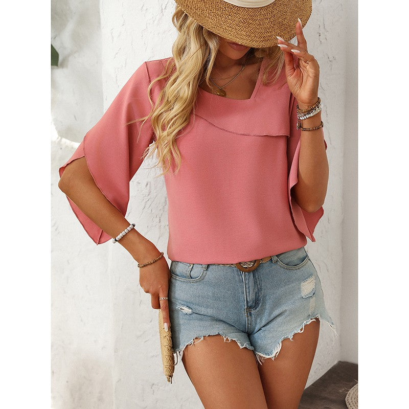 Elayne Asymmetrical V-Neck Blouse