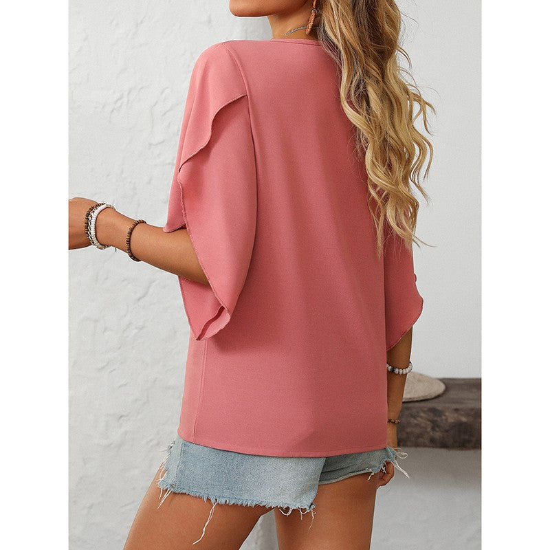 Elayne Asymmetrical V-Neck Blouse