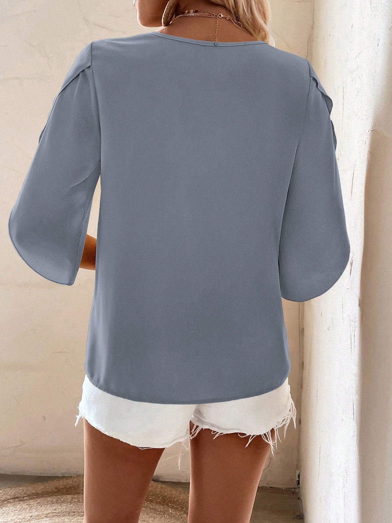 Isla Asymmetrical Petal Sleeve Blouse