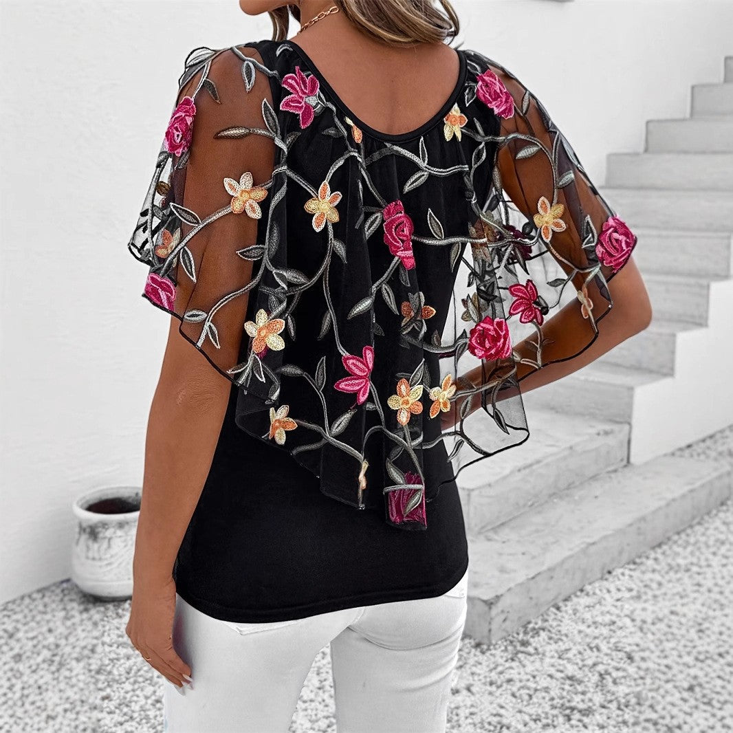 Lyra Mesh Floral Patchwork Top