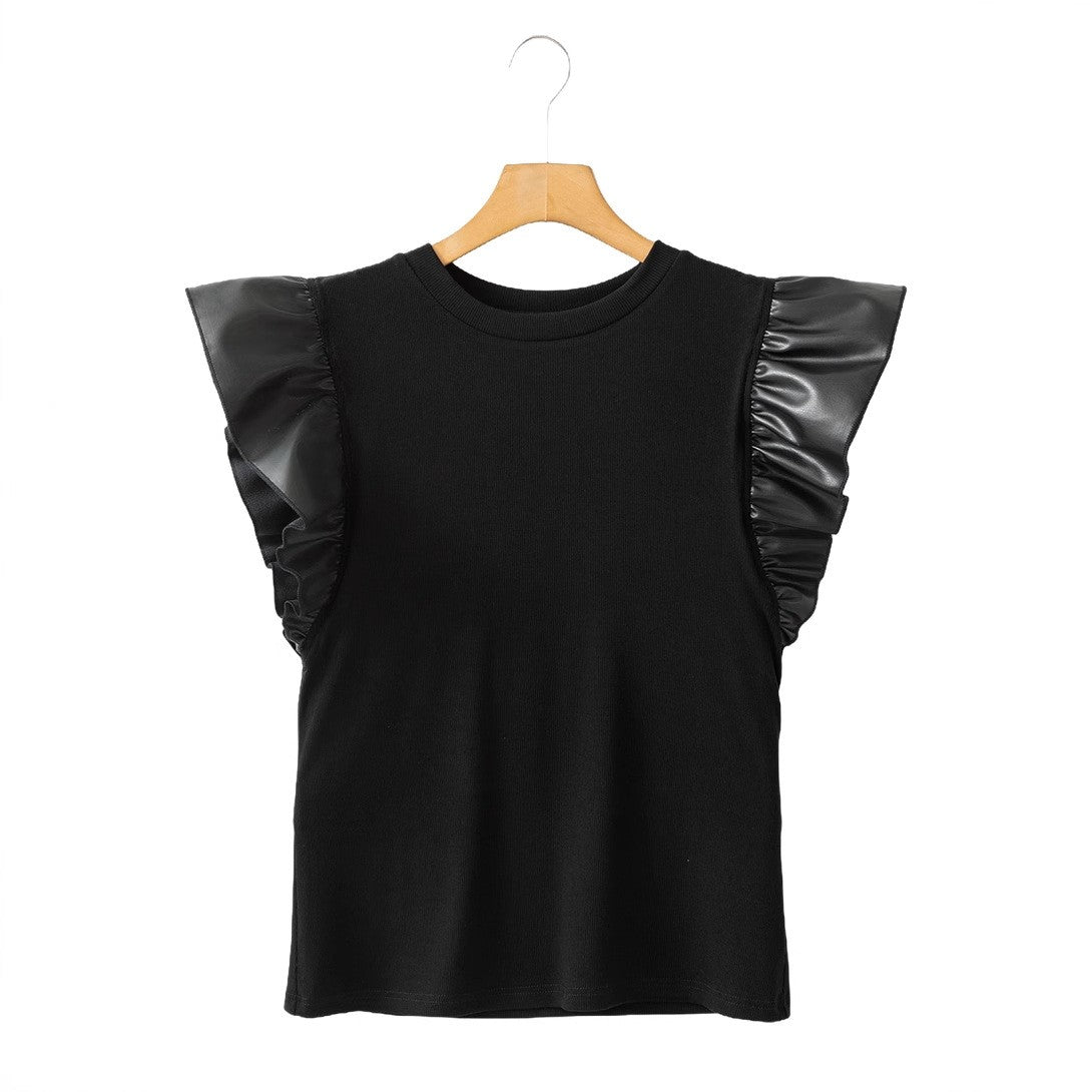 Marise Mesh Ruffle Sleeve Top